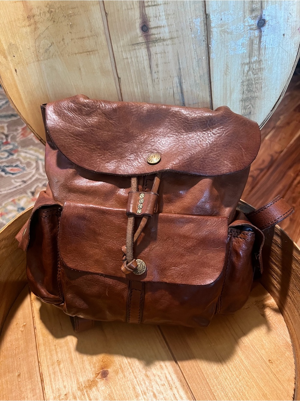 Campomaggi Brown Leather Backpack with Flap & Front Pocket